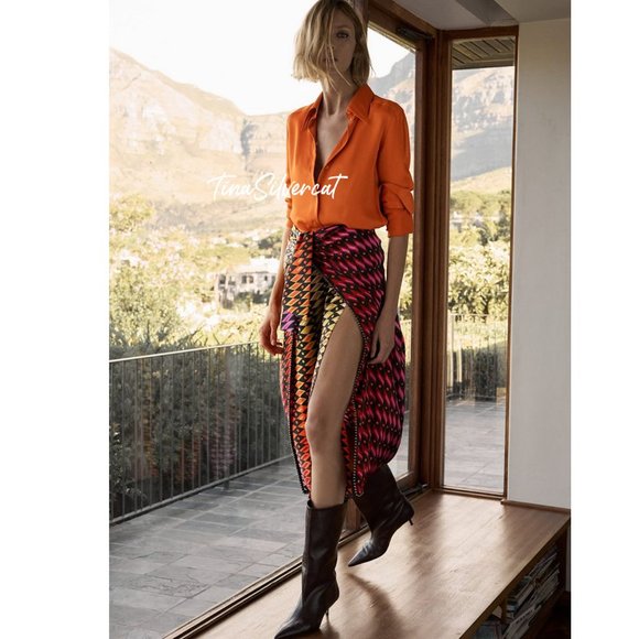 BLOGGER'S FAVE! Zara Printed Midi Skirt Sz Small NWT - Picture 12 of 17